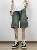 Loose Fit Washed Denim Shorts