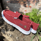 Embroidered Round Toe Flat Slip-Ons