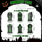 Halloween Tombstone Yard Sign Decorations 6Pcs Glow in the Dark Halloween RIP Tombstone Fluorescence Lawn Sign with 12 Stakes for Haunted House Garden