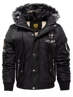 Men's Plus Size Winter Warm Fur Hooded Bomber Jacket