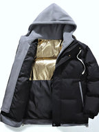Men's Full Size Two-Tone Hooded Puffer Jacket Plus Size