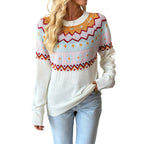 Women's Jacquard Color Block Knit Top