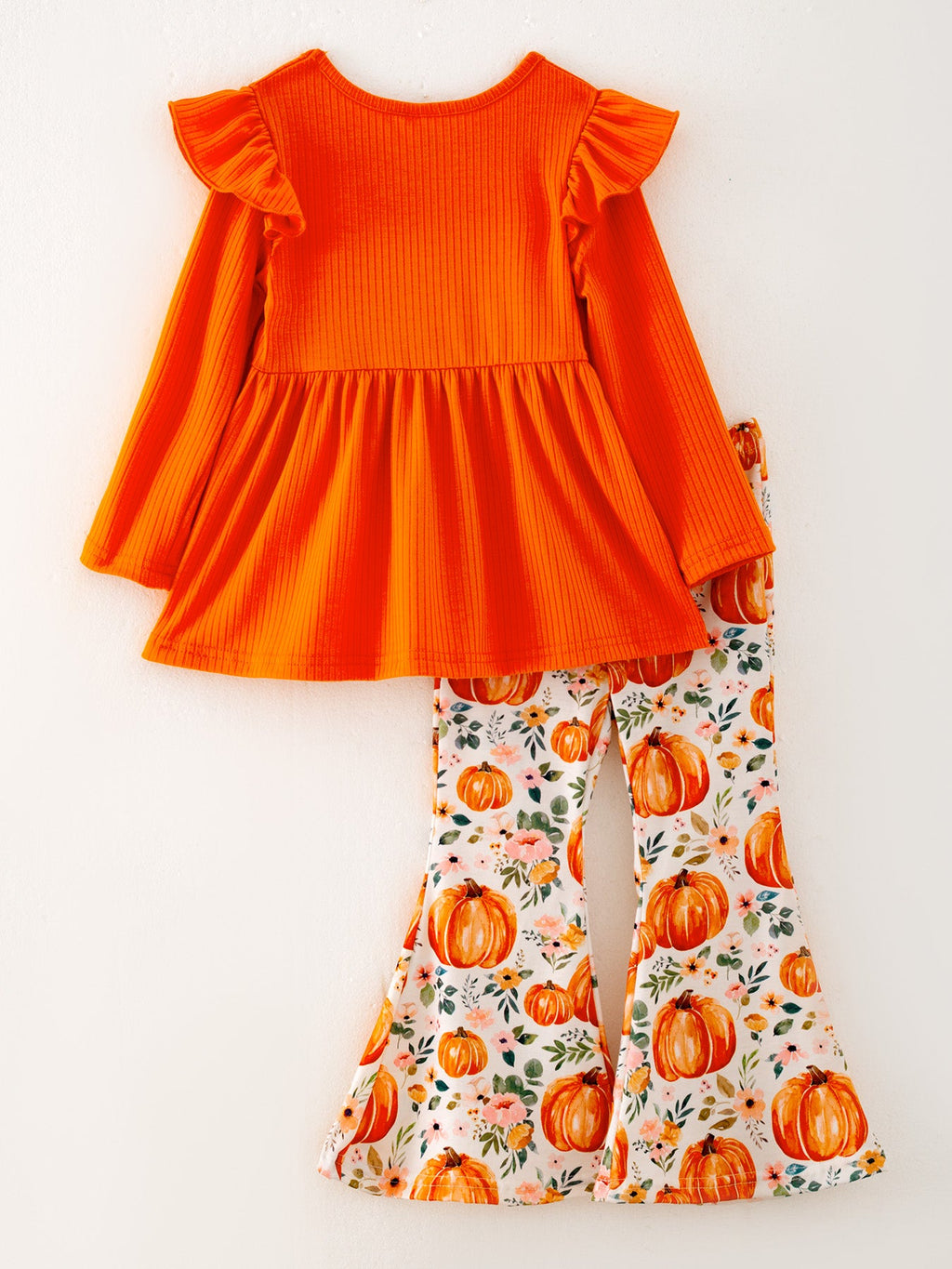 Girls Pumpkin Print Halloween Set
