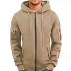 Four-Zipper Fleece Hooded Sweatshirt