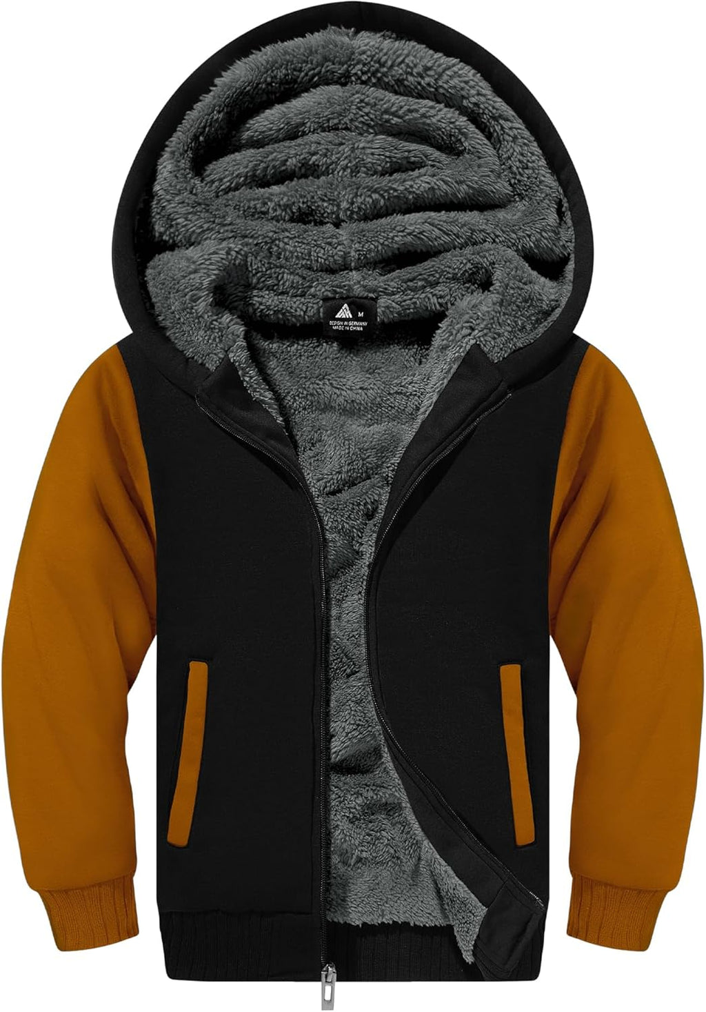 SWISSWELL Hooded Jacket for Boys Full Zip Ultra Soft Sherpa Fleece Hoodie Sweatshirt for Kids School Hooded Outerwear