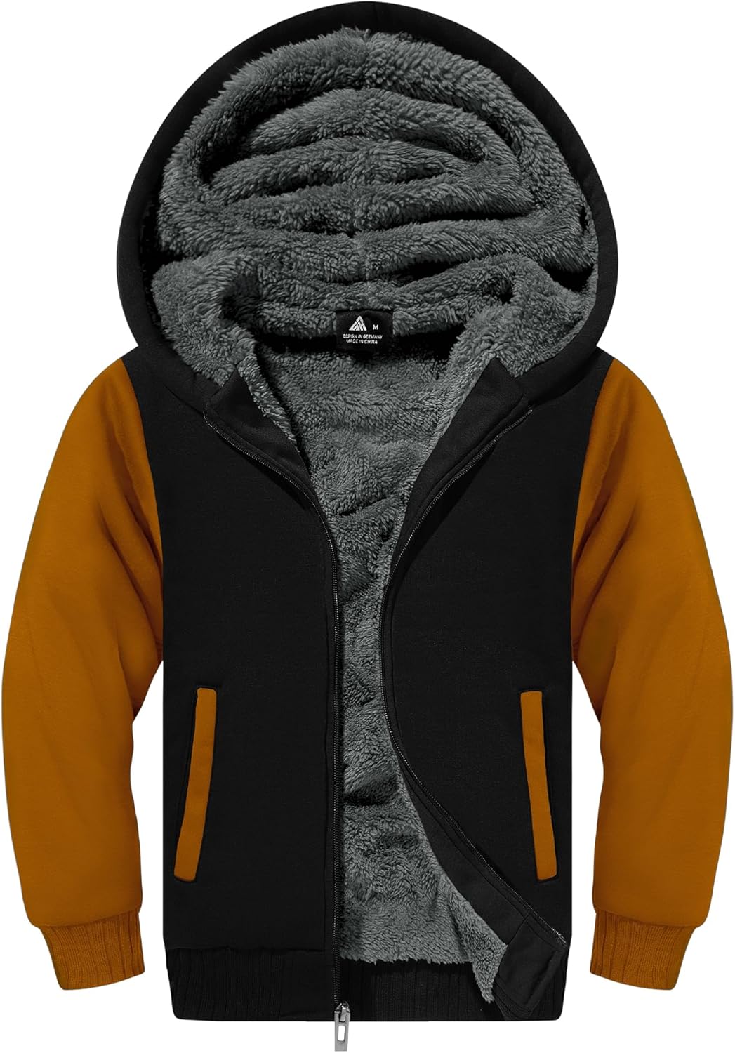 SWISSWELL Hooded Jacket for Boys Full Zip Ultra Soft Sherpa Fleece Hoodie Sweatshirt for Kids School Hooded Outerwear