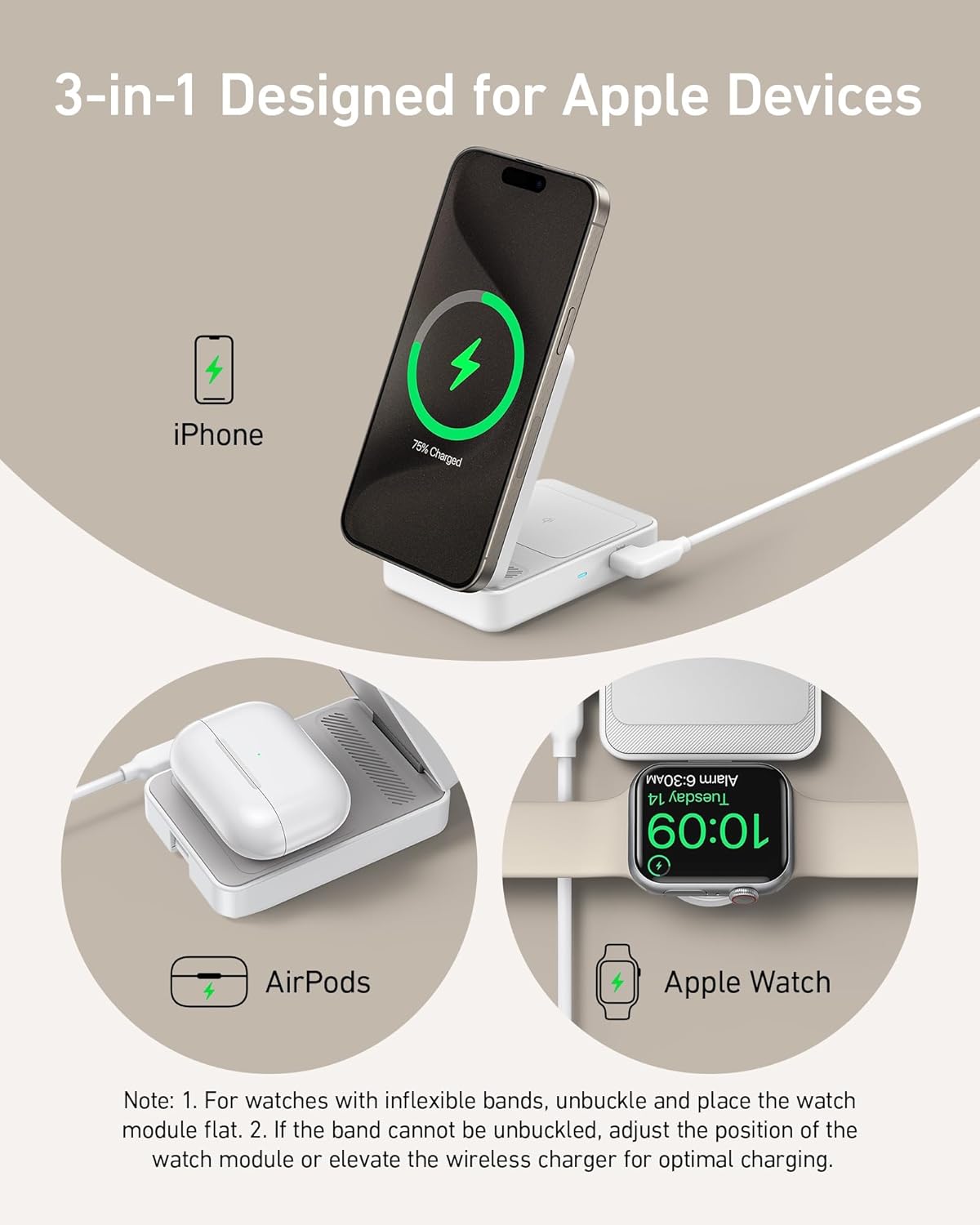 Foldable 3-in-1 Wireless Charging Station