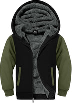 SWISSWELL Hooded Jacket for Boys Full Zip Ultra Soft Sherpa Fleece Hoodie Sweatshirt for Kids School Hooded Outerwear