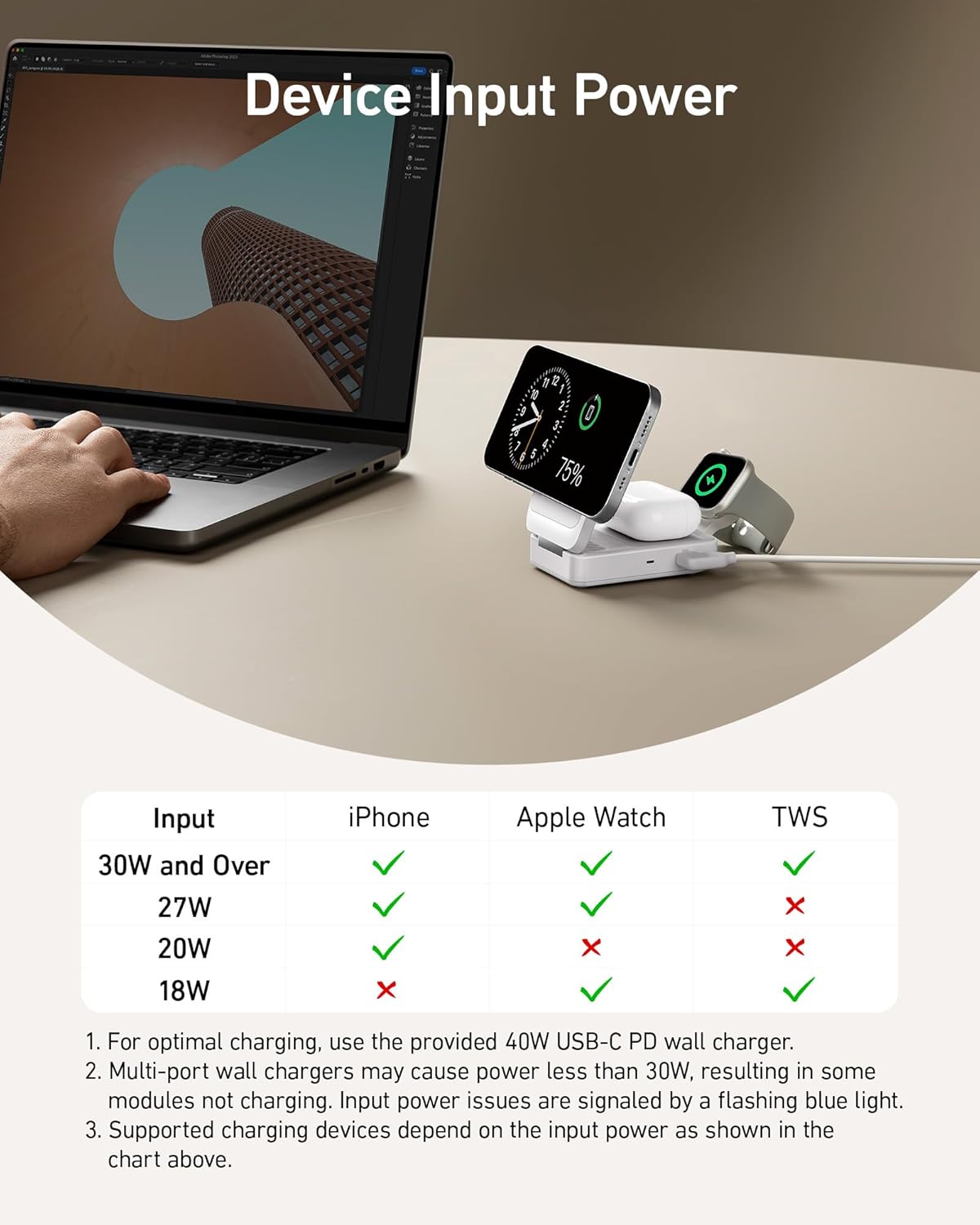Foldable 3-in-1 Wireless Charging Station