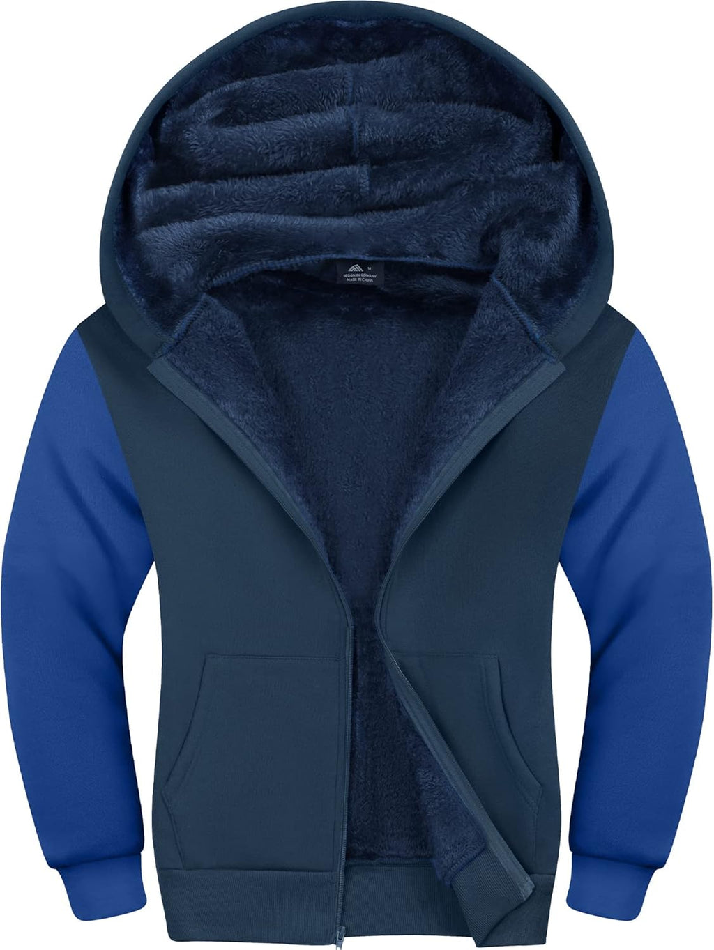 SWISSWELL Hooded Jacket for Boys Full Zip Ultra Soft Sherpa Fleece Hoodie Sweatshirt for Kids School Hooded Outerwear