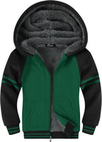 SWISSWELL Hooded Jacket for Boys Full Zip Ultra Soft Sherpa Fleece Hoodie Sweatshirt for Kids School Hooded Outerwear