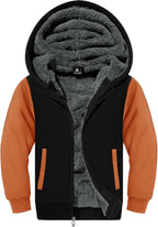 SWISSWELL Hooded Jacket for Boys Full Zip Ultra Soft Sherpa Fleece Hoodie Sweatshirt for Kids School Hooded Outerwear