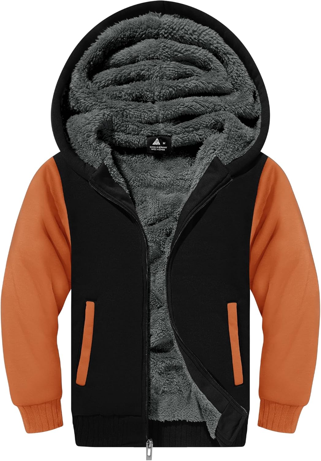 SWISSWELL Hooded Jacket for Boys Full Zip Ultra Soft Sherpa Fleece Hoodie Sweatshirt for Kids School Hooded Outerwear