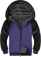 SWISSWELL Hooded Jacket for Boys Full Zip Ultra Soft Sherpa Fleece Hoodie Sweatshirt for Kids School Hooded Outerwear