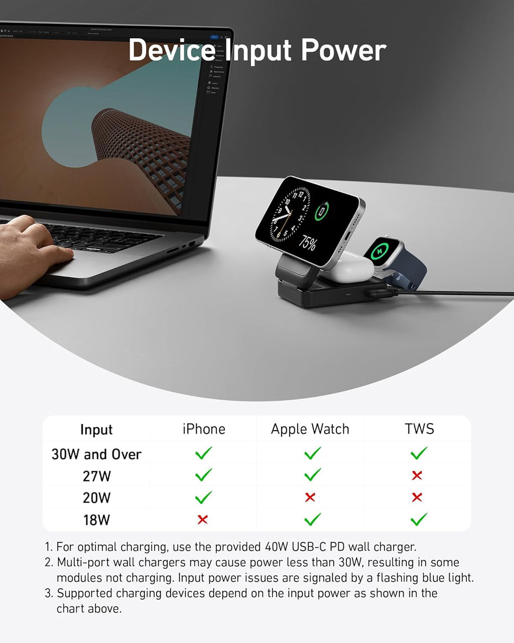 Foldable 3-in-1 Wireless Charging Station