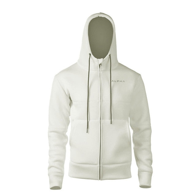 Cotton Letter Print Zip Hoodie