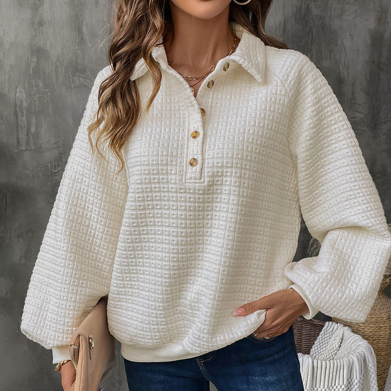 Women's Textured Collared Sweatshirt