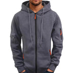 Four-Zipper Fleece Hooded Sweatshirt