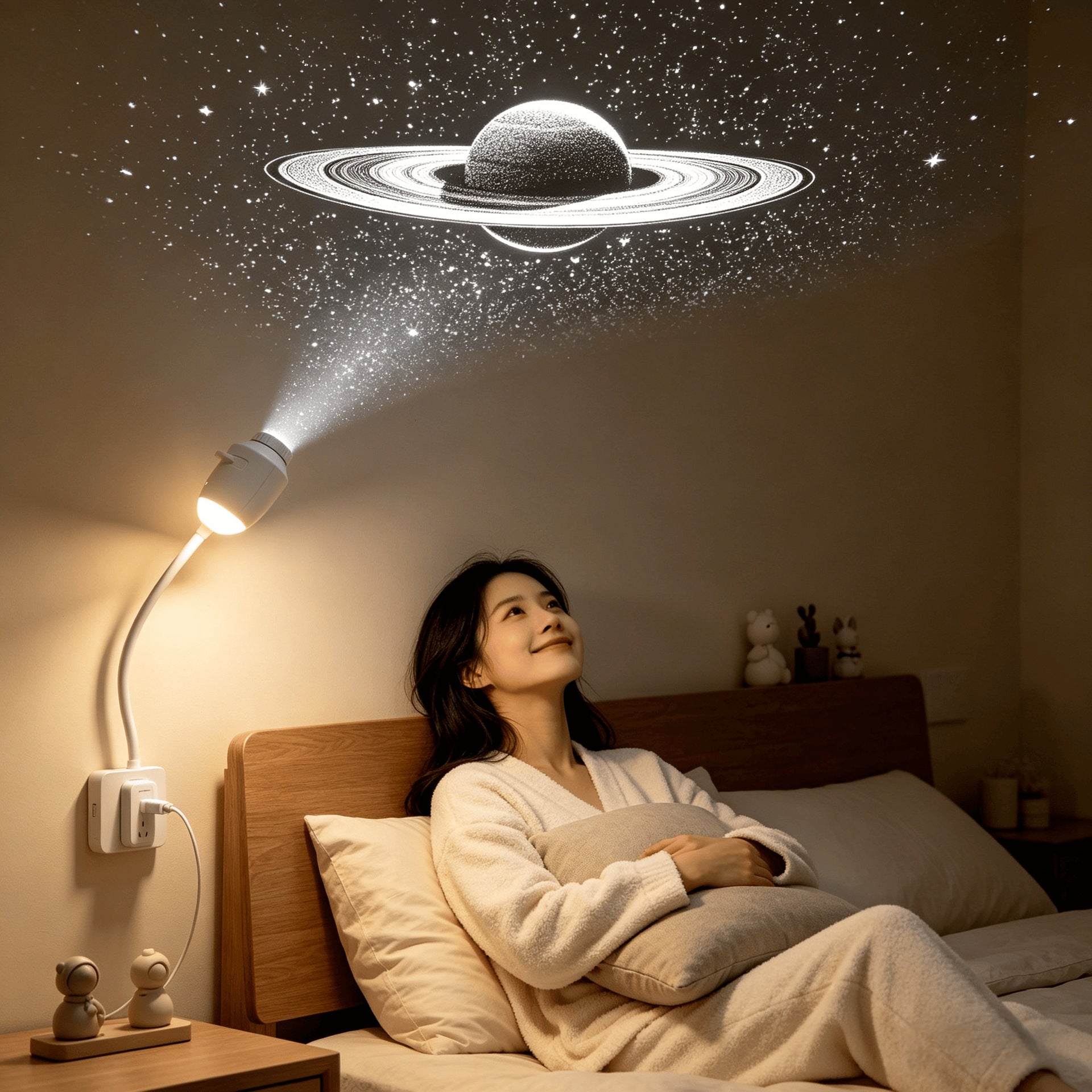USB Galaxy Star Projection Night Light Bedside Ambient Mood Lamp for Bedroom Sleep