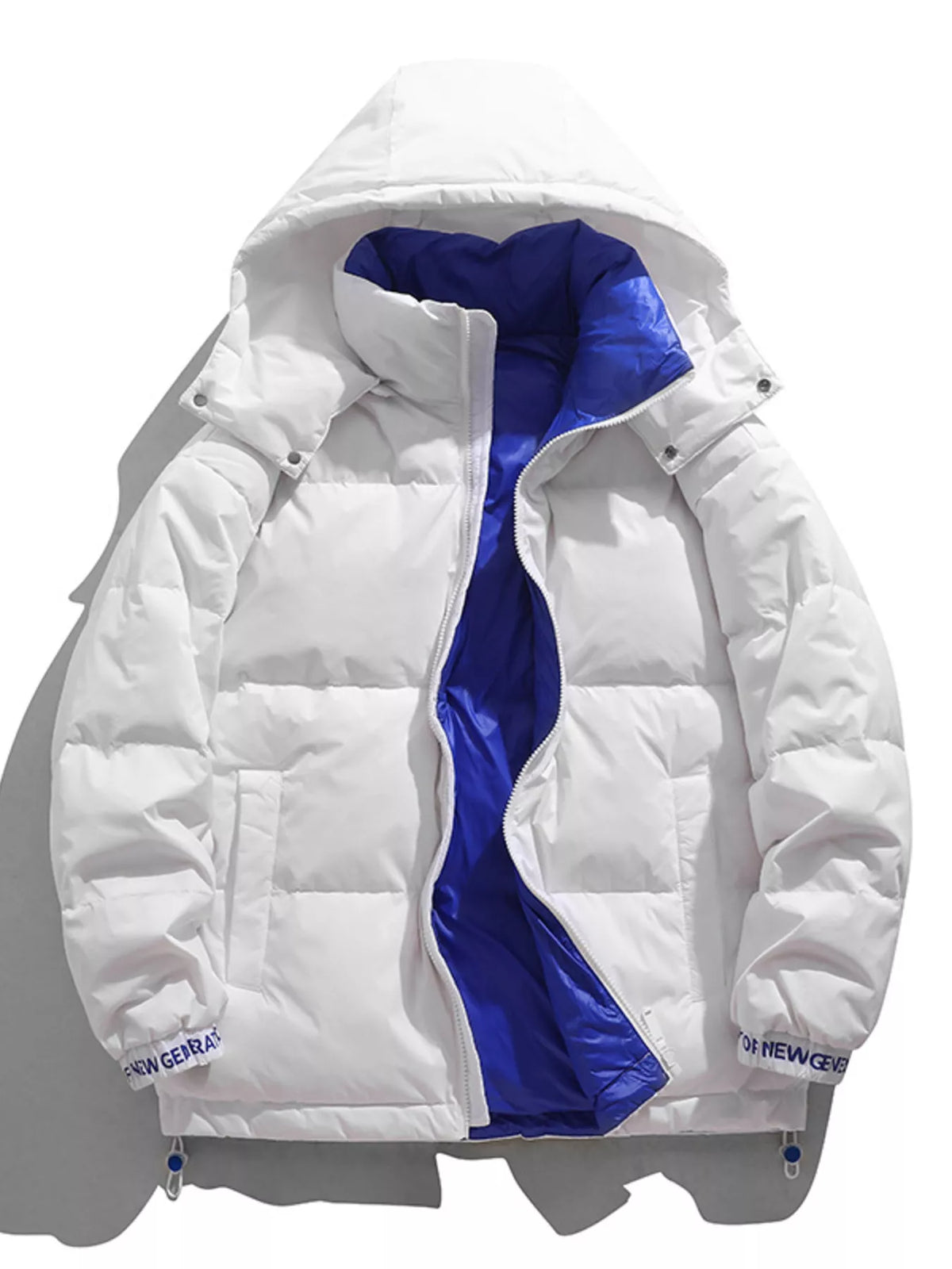 Men's Full Size Contrast Hooded Jacket with Drawstring Hem Plus Size