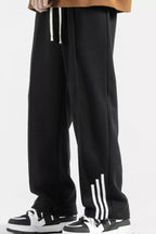Men's Plus Size Casual Loose Fit Sweatpants with Striped Detail