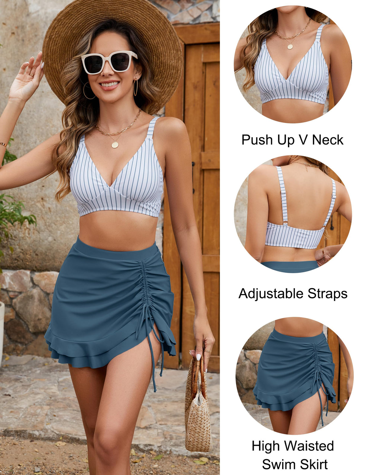 High Waisted Gingham Bikini Set