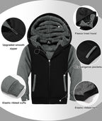 SWISSWELL Hooded Jacket for Boys Full Zip Ultra Soft Sherpa Fleece Hoodie Sweatshirt for Kids School Hooded Outerwear