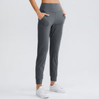 Women Solid Color Elastic Jogger Pants Loose Slim Fit Yoga Sweatpants With Pockets Running Workout Casual Athletic Trousers