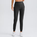 Women Solid Color Elastic Jogger Pants Loose Slim Fit Yoga Sweatpants With Pockets Running Workout Casual Athletic Trousers