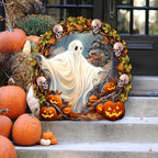 Halloween Ghost Wreath Door Hanger Door Décor by G. Debrekht - Halloween Décor - 8652825H