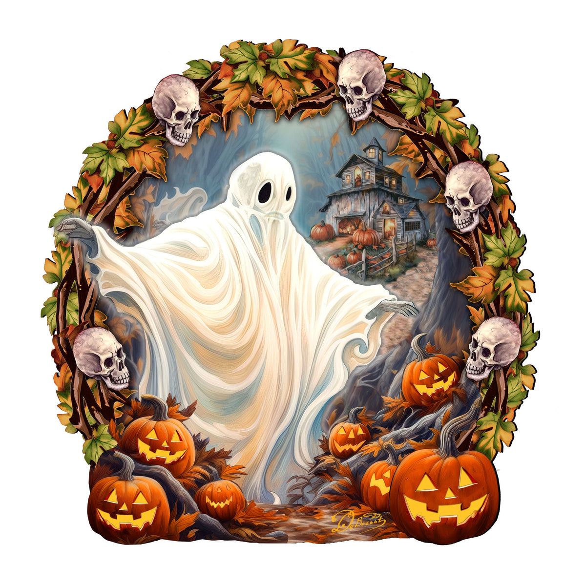 Halloween Ghost Wreath Door Hanger Door Décor by G. Debrekht - Halloween Décor - 8652825H