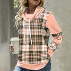 Plaid Print Loose Hooded Top