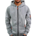 Four-Zipper Fleece Hooded Sweatshirt