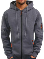 Four-Zipper Fleece Hooded Sweatshirt