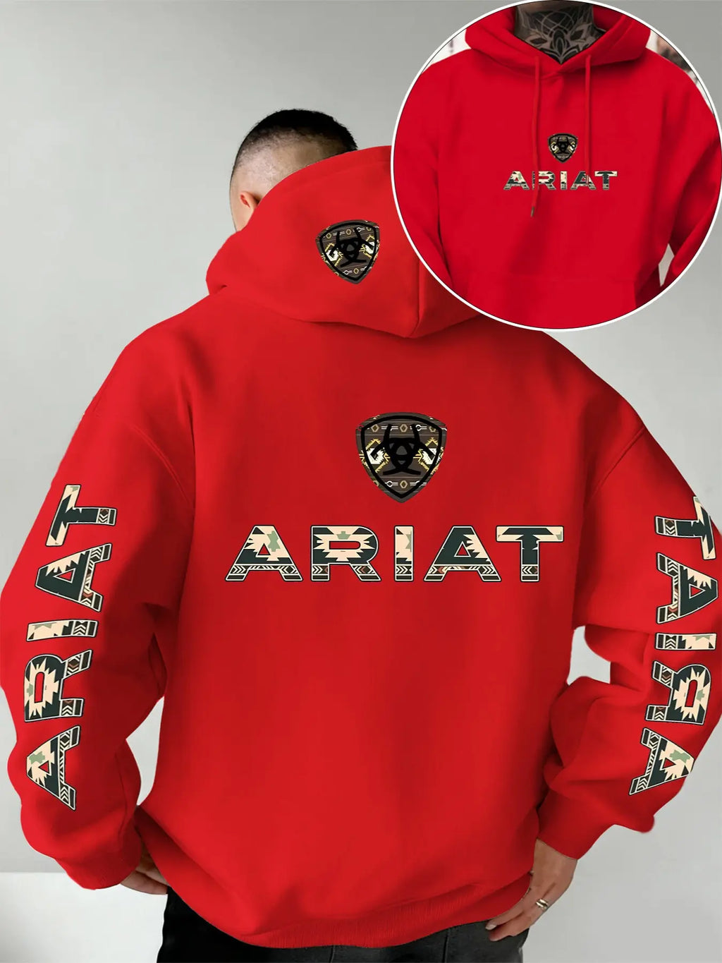 Western Letter Print Pullover Hoodie