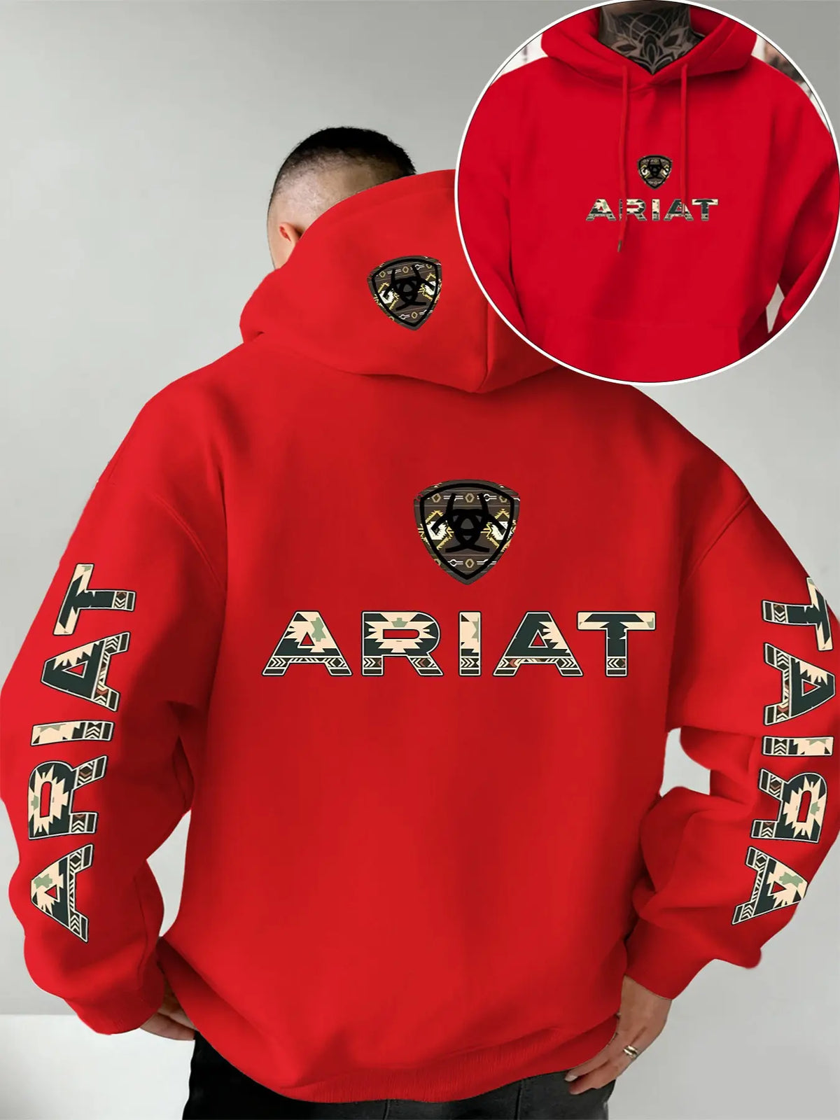 Western Letter Print Pullover Hoodie