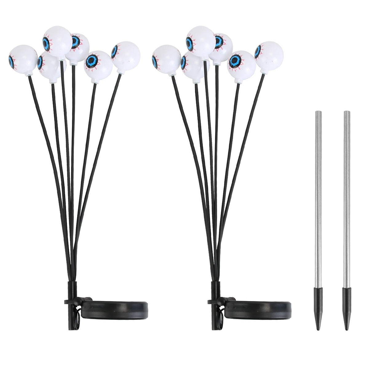 2Packs Solar Scary Eyeballs Lights Outdoor Halloween Decoration Swaying Light Halloween Path Lights Ornaments with Total 12LED IP65 Waterproof for Yar