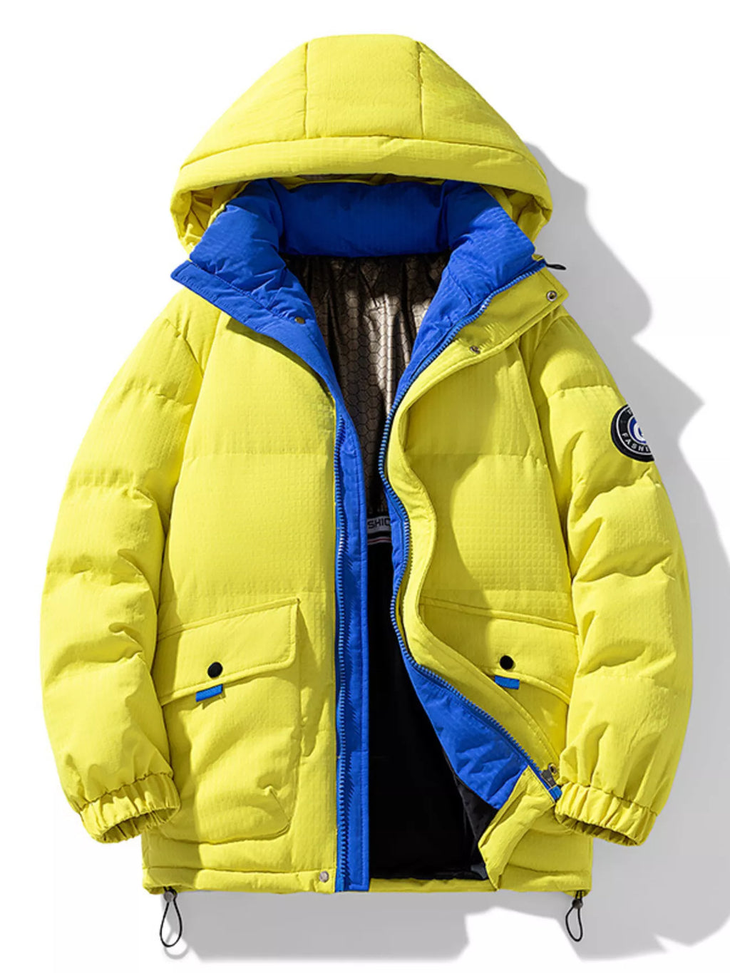 Men's Plus Size Contrast Hooded Puffer Jacket