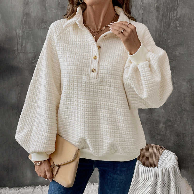 Women's Textured Collared Sweatshirt