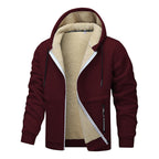 Casual Hoodies For Men Heavyweight Fleece Sweatshirt Winter Thick Sherpa Lined Hooded Zipper Jacket Thick Streetwear Coats