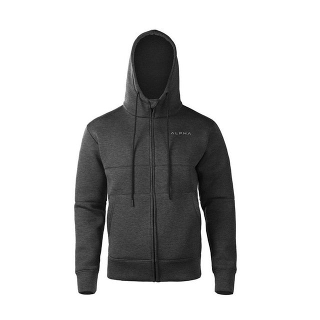Cotton Letter Print Zip Hoodie