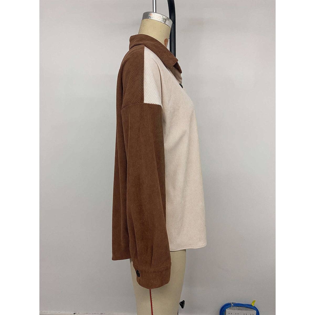 Women's Vintage Color Block Corduroy Top