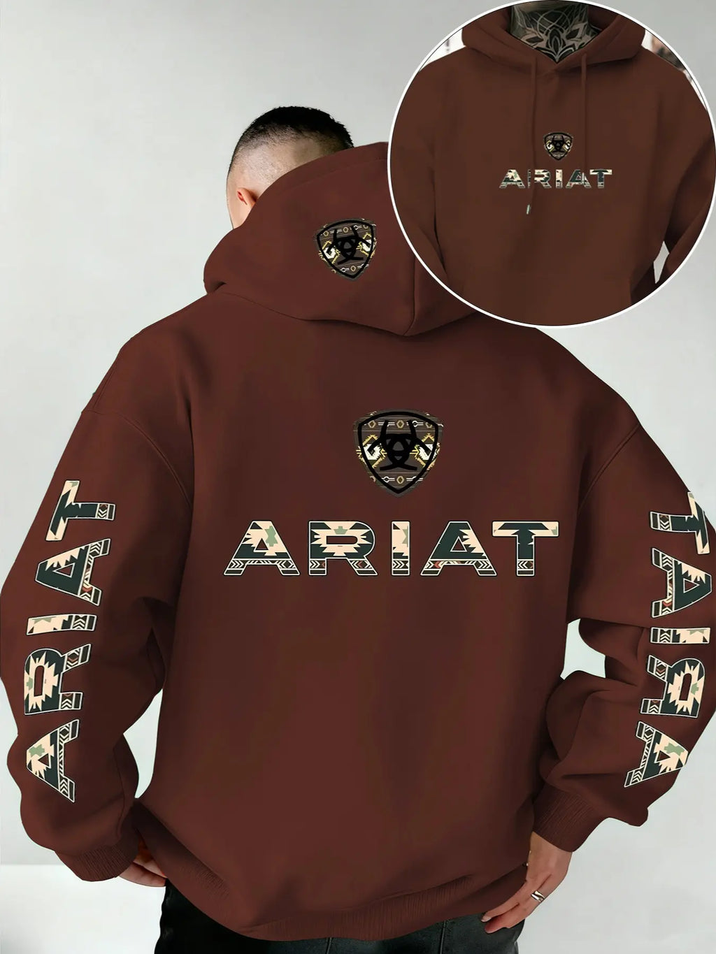 Western Letter Print Pullover Hoodie