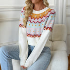 Women's Jacquard Color Block Knit Top