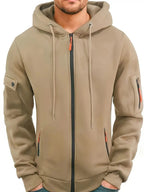 Four-Zipper Fleece Hooded Sweatshirt