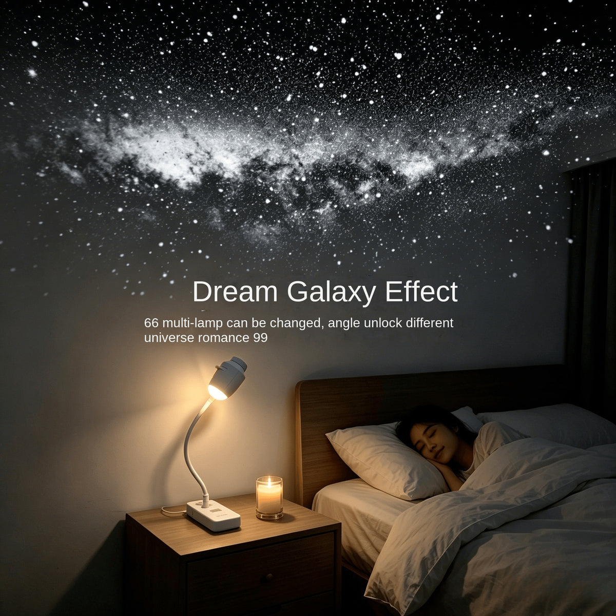 USB Galaxy Star Projection Night Light Bedside Ambient Mood Lamp for Bedroom Sleep