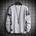 JFUNCY Autumn Harajuku Sweatshirt for Men Oversized Fake 2 Piece Hoodies Korean O-Neck Man Streetwear Male Fashion Clothes
