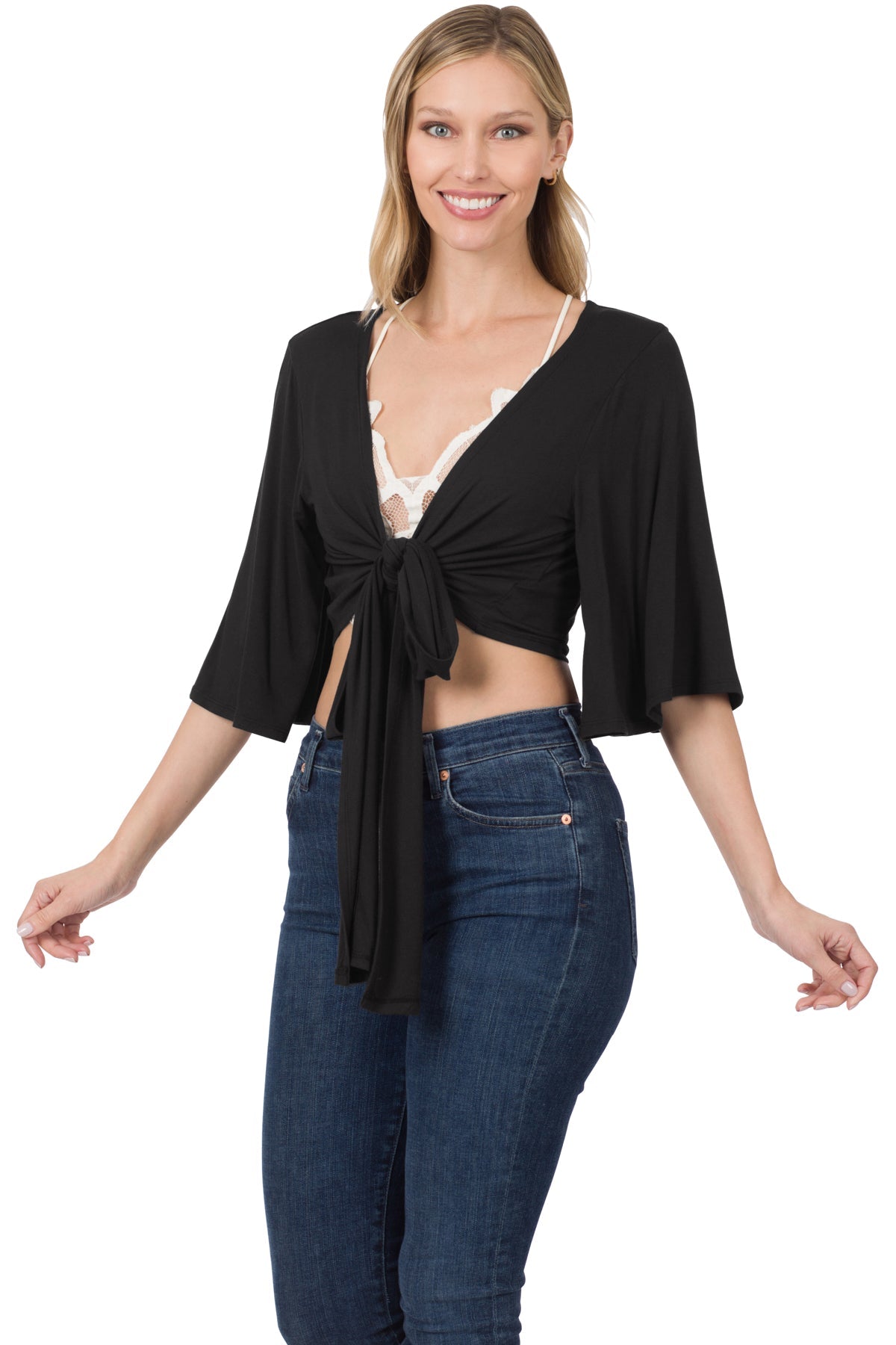 Tie Cover Up Cardigan (Black)