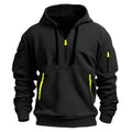 Half zip hoodie hooded sweatshirt with multiple pockets zipper pullover for men's sports and casual sweatshirt for men