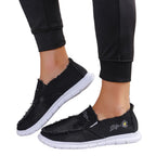 Embroidered Round Toe Flat Slip-Ons